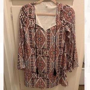 Love, Fire Printed Long Sleeve Dress with Tassels- Size XS